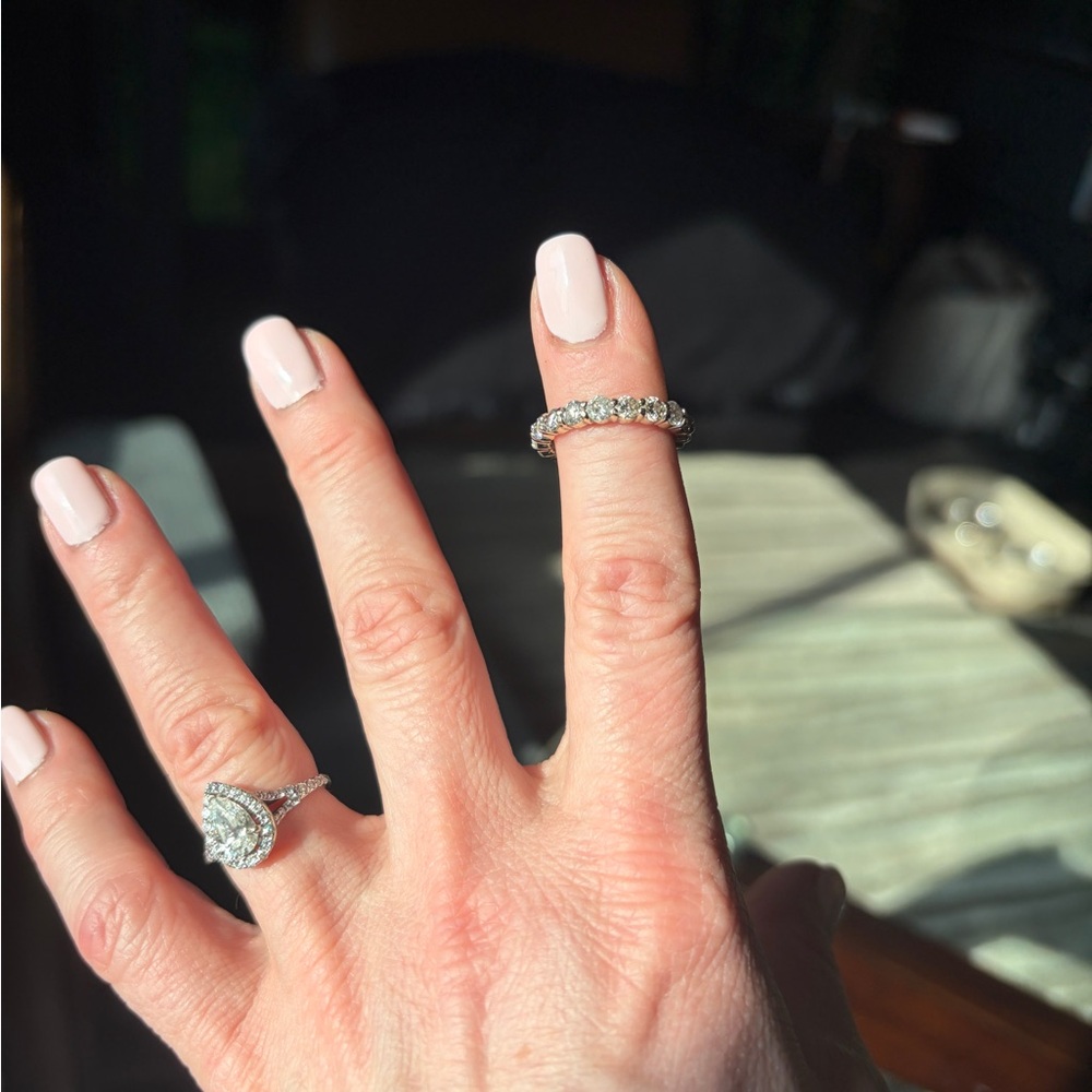 14k White Gold Natural Diamond Eternity Stackable Band Ring 2.2 ctw
